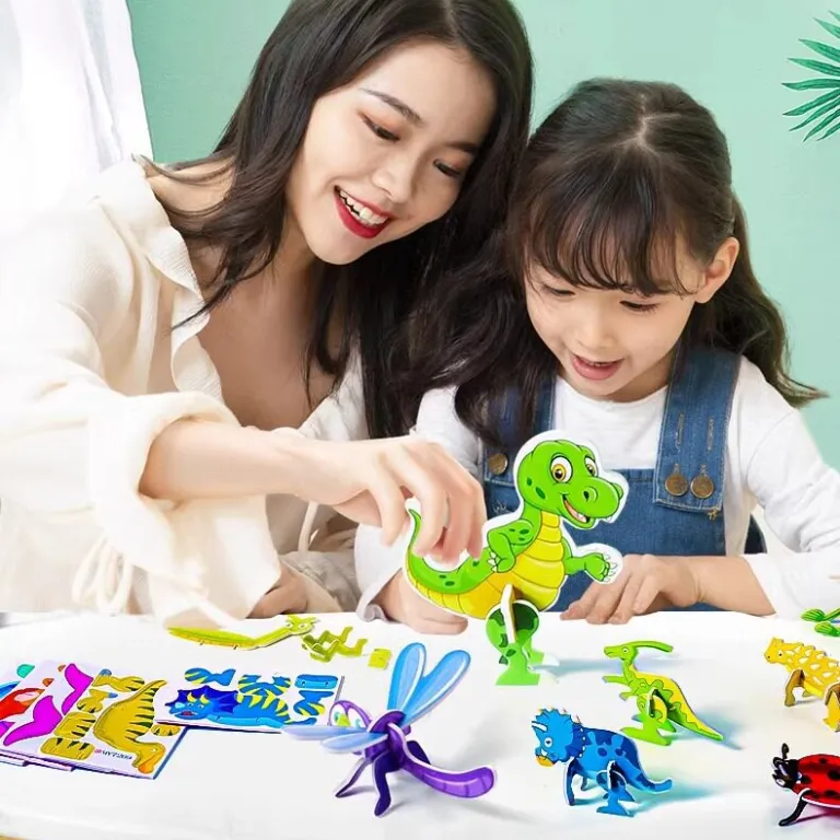 3D پازل سه‌بعدی حشرات جذاب، اسباب‌بازی خلاقانه DIY کودکان، کارت‌های آموزشی مهدکودک برای کاردستی و سرگرمی فکری