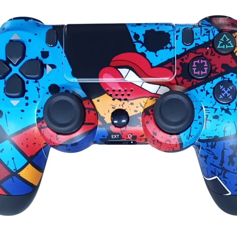 دسته بازی بی‌سیم بلوتوثی ps4 با دو موتور لرزشی، ژیروسکوپ شش‌محوره و لرزش کامل ps4