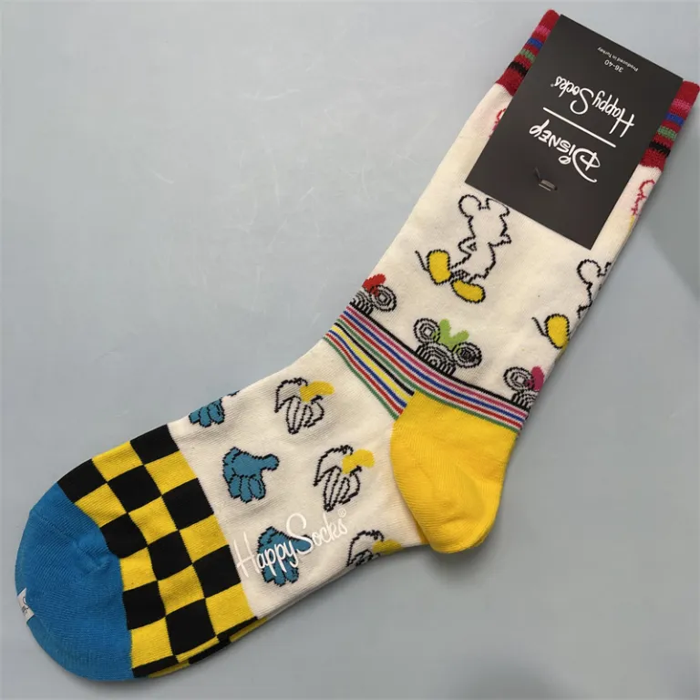 جوراب زنانه رنگارنگ HappySocks طرح کارتونی بامزه مدل اینستاگرامی نیمه‌ساقه بیرونی خیابانی