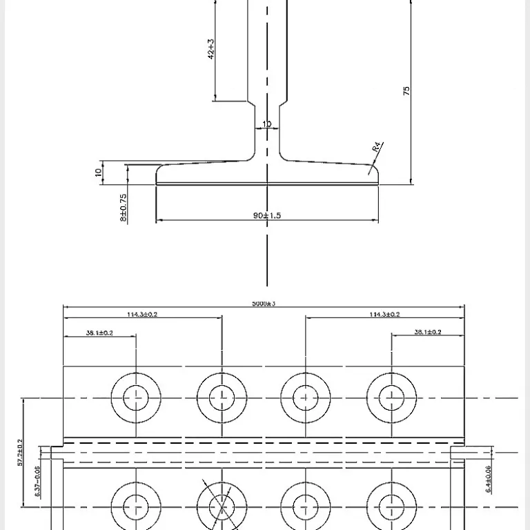 ریل آسانسور ماشین‌کاری‌شده T شکل T75/T78/T89/T90/T127T114T82T50 ریل آسانسور