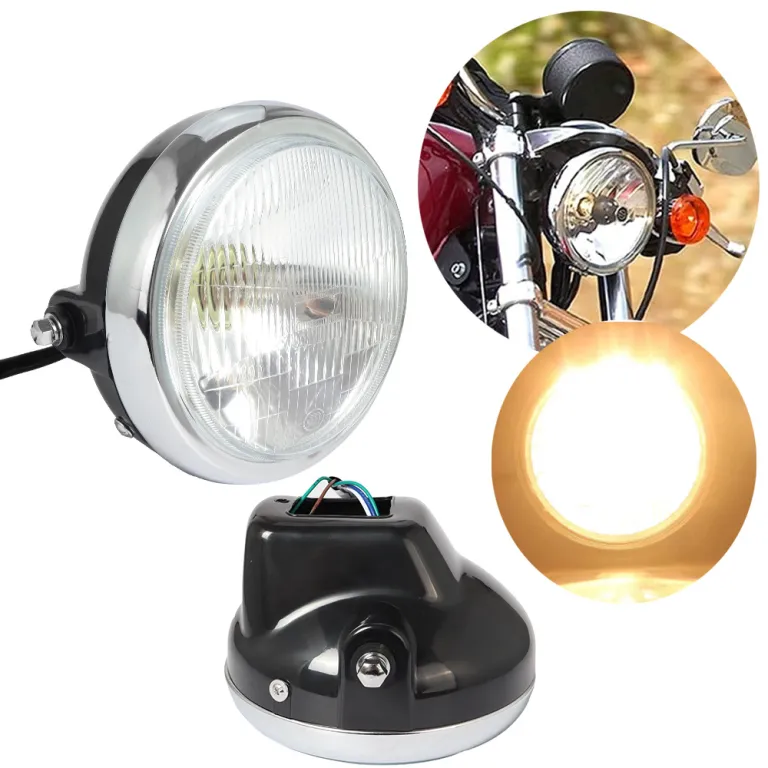 چراغ جلوی موتورسیکلت 7 اینچی اصلاحشده گرد مناسب برای هائولو بابا لینگ جیو مو EN125-2F-3A مجموعه چراغ جلو