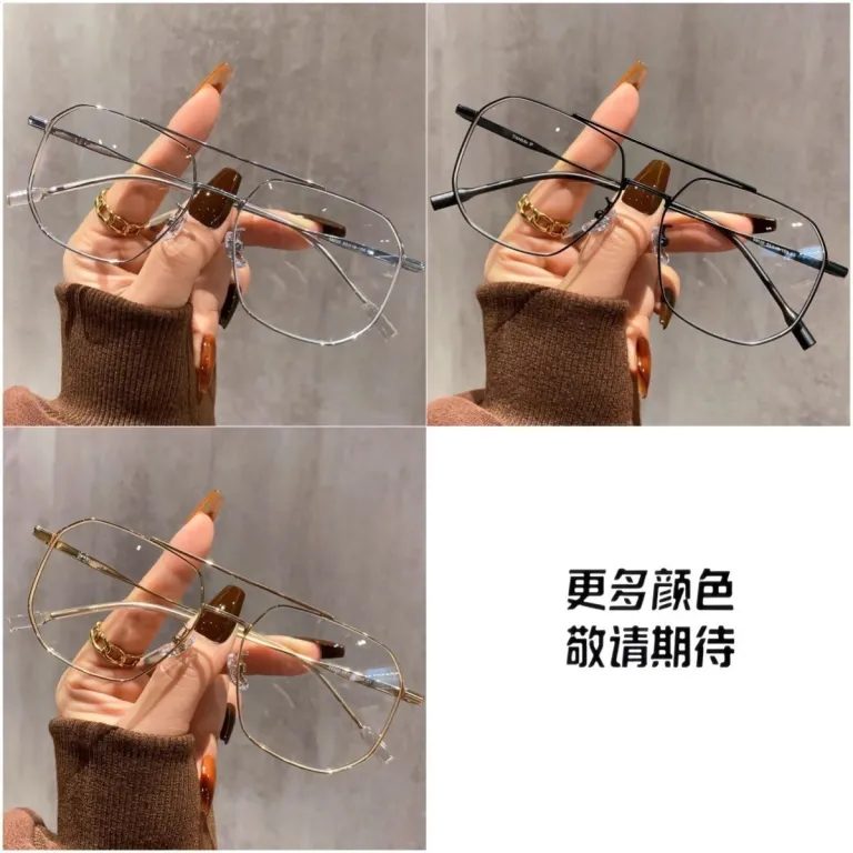 عینک طبی جدید فریم مربعی دوپل زنانه و مردانه با ظاهر ساده، کوچک‌کننده صورت، محافظ نور آبی