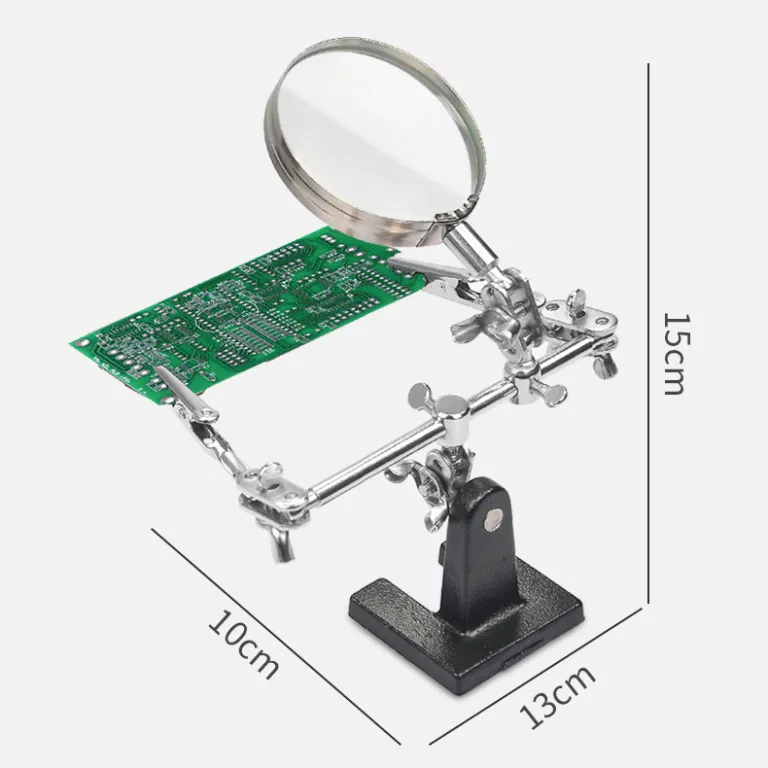 ذره‌بین گیره فلزی کمکی تعمیرات، گیره کمکی برای تعمیر برد مدار موبایل و PCB