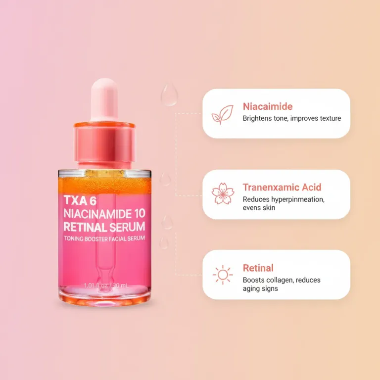 سرم رتینول TXA6 نیاسینامید 10 30ml، مرطوب‌کننده و آبرسان پوست، آماده ارسال، پرفروش TK آمازون