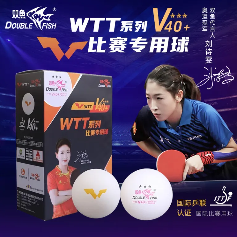توپ پینگ‌پنگ سه‌ستاره دبل فیش WTT بال‌گشوده مخصوص مسابقه و تمرین کودکان در سالن، سفید، یک‌ستاره و دوستاره اصل