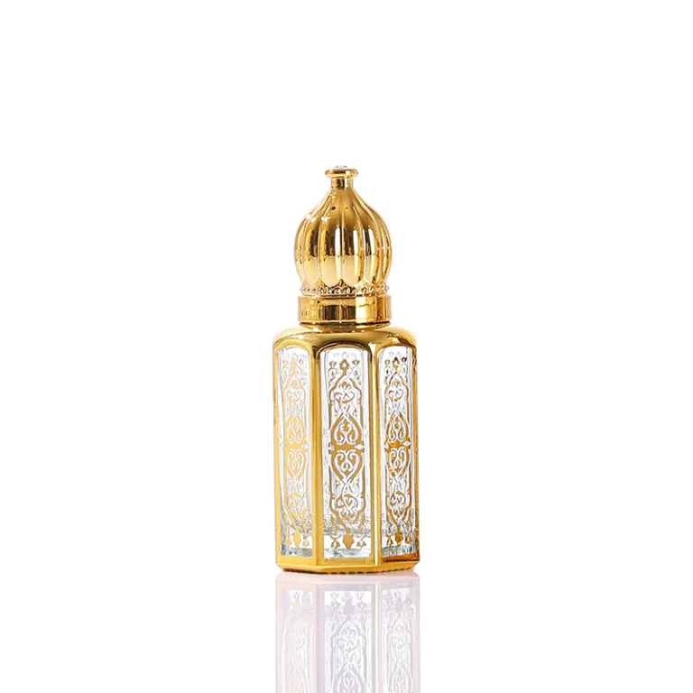 موجود در انبار، بطری رول‌آن روغن اسانس هشت‌ضلعی با مهر طلایی، بطری تقسیم عطر خاورمیانه‌ای، بطری شیشه‌ای نمونه کوچک، بطری رول‌آن ماساژ چشم