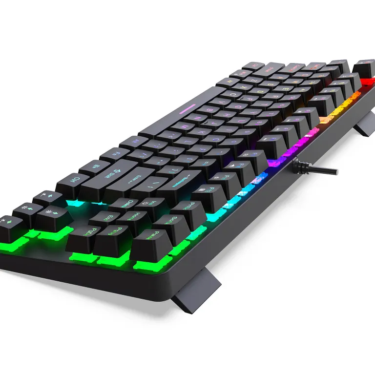 کیبورد مکانیکی فلزی K87 با 87 کلید، نور RGB، سوییچ آبی، مناسب بازی و اداری