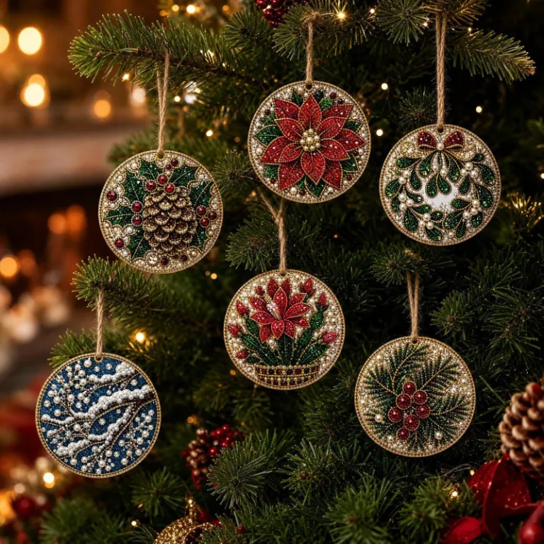 6PCS تزئینات کریسمس چوبی DIY 6 عددی