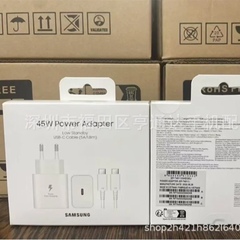 T4511 شارژر اورجینال سامسونگ 45w آداپتور Note20/S25/Zfold6 استاندارد اروپا 45W سوپر فست شارژ