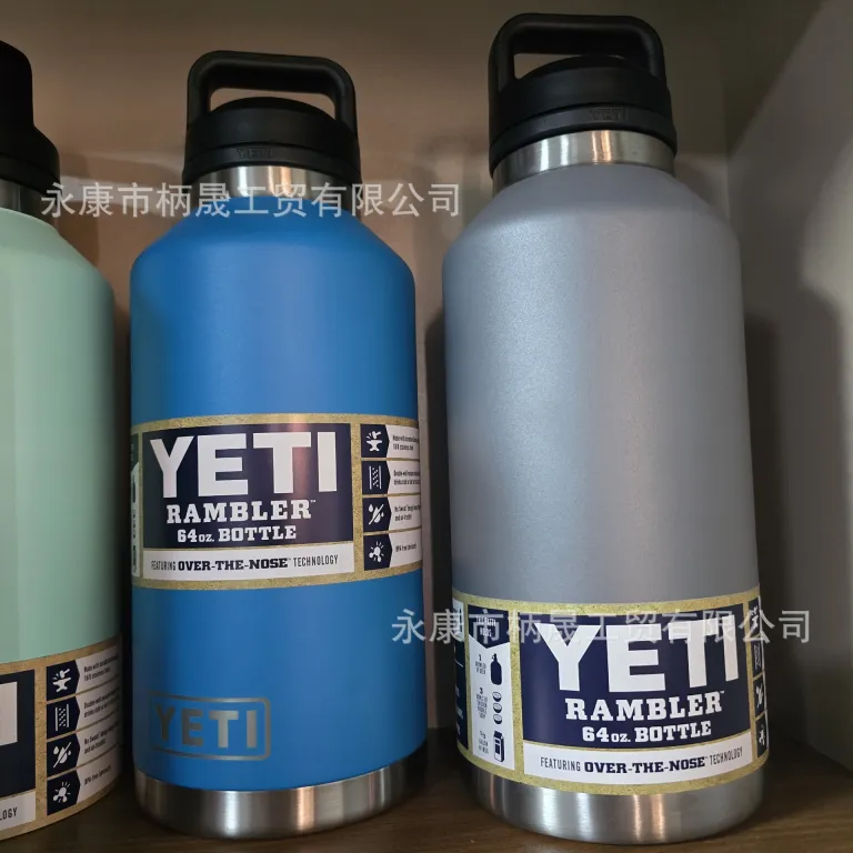 304 قمقمه استیل ضدزنگ YETI با دو درب و دسته، ظرفیت بالا، مناسب فضای باز و قابل حمل 36oz