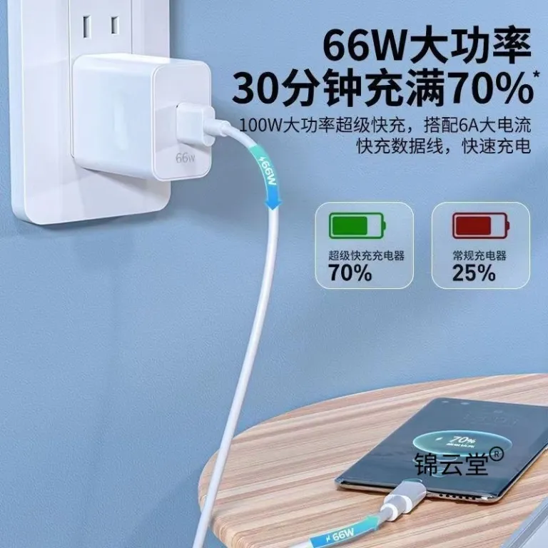 شارژر و کابل شارژ فوق سریع 120W سازگار با هواوی، تایپ سی، شیائومی، ردمی، آنر و اوپو