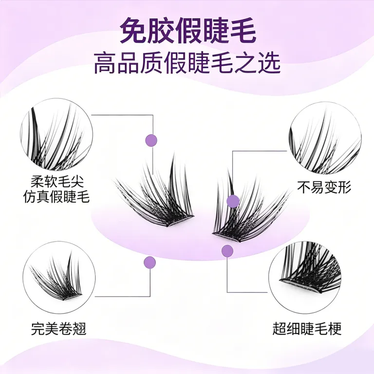 مژه مصنوعی بدون چسب آمازون، ست مژههای تکه‌ای فر و پرپشت DIY کراس‌بردر cluster lashes