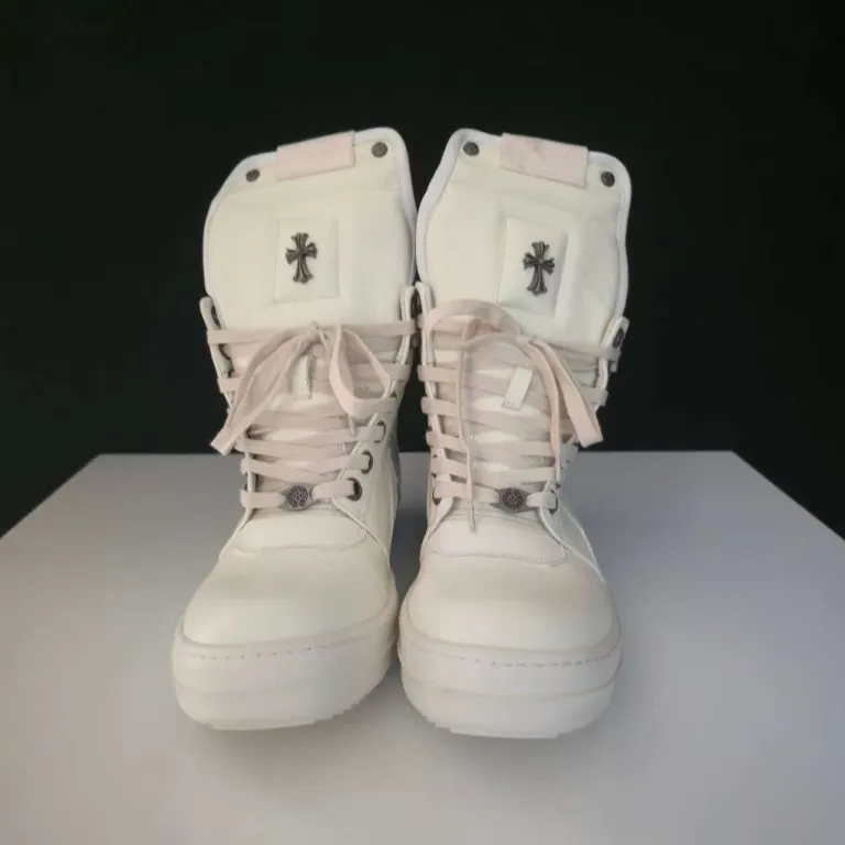 بوت ساق‌بلند چرم طبیعی مشکی طرح مثلث وارونه سایز بزرگ زیره ضخیم مدل Rick Owens
