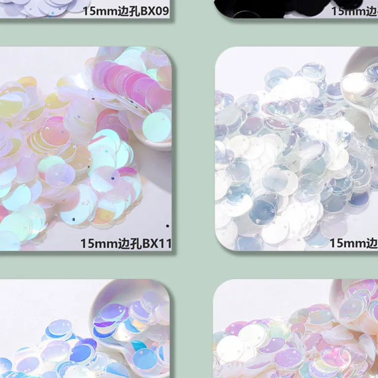 8/10/15/20/25/30mm پولک گرد لبه‌سوراخ فلس ماهی برای دوخت دستی DIY، ملزومات لباس، زیورآلات کوچک و آویز