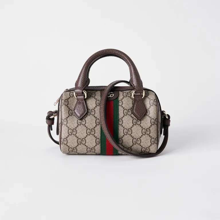 کیف دستی GUCCI Ophidia با پارچه روکش‌دار و طرح درهم‌تنیده GG