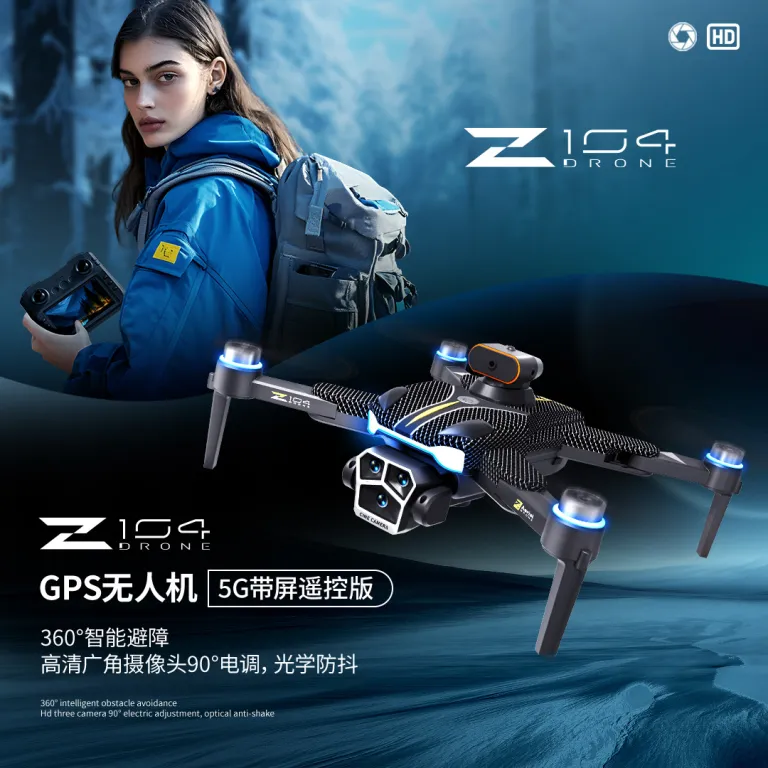 پهپاد اسباب‌بازی با کنترل از راه دور، بازگشت خودکار GPS، دوربین HD، نمایشگر روی ریموت، اجتناب از مانع و کنترل‌کننده سرعت الکترونیکی Z104