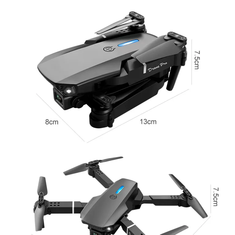 پهپاد چهار ملخه اسباب‌بازی کودکان با صفحه‌نمایش اختصاصی و دوربین هوایی، مدل جدید drone برون‌مرزی e88