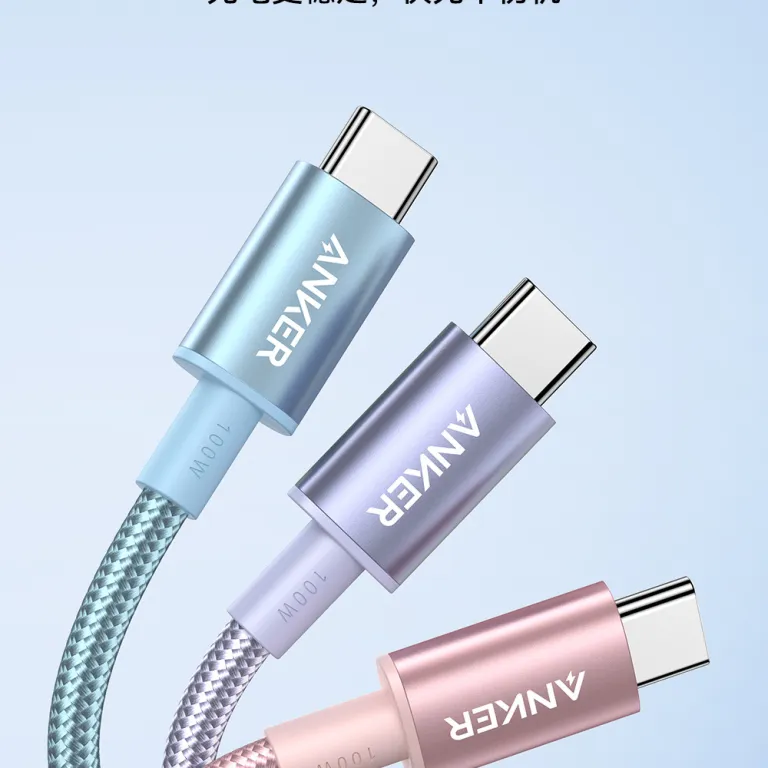 کابل شارژ سریع Anker بافته شده PD100W نایلونی تایپ C برای اندروید A8756-A8757-A8758
