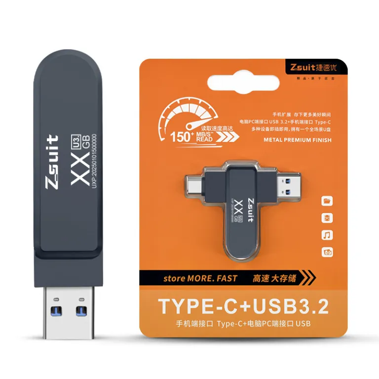 فلش مموری فلزی دو سر 128g برند جیه‌سویو مناسب موبایل و کامپیوتر type-c USB3.2 پرسرعت