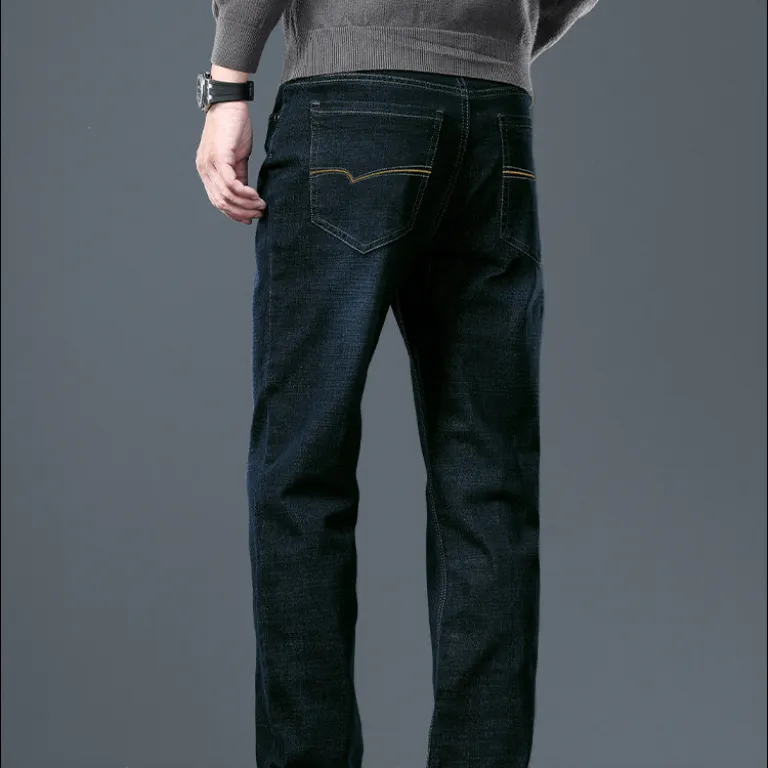 شلوار جین مشکی-خاکستری مردانه Z+ از JEANSWEST، مدل جدید بهار و پاییز، راسته گشاد کشی، شلوار بلند کژوال همه‌کاره برای مردان میان‌سال