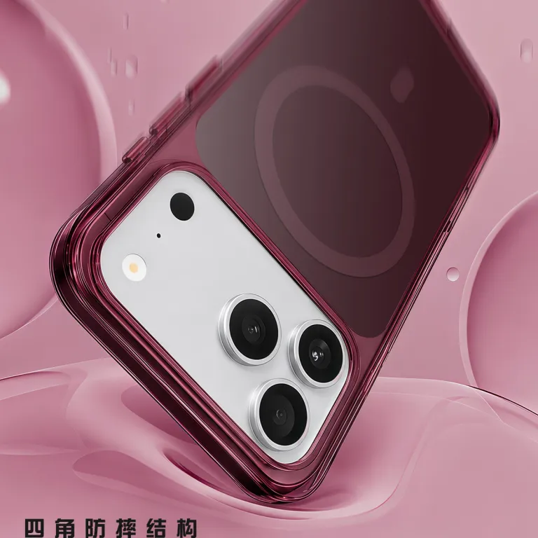 کیف رسمی دوکاره مخصوص اپل 18 طرح جدید قرمز گیلاسی iPhone17PM کیف مگنتی