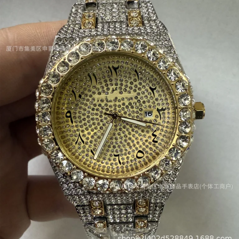 2025 ساعت مردانه باکیفیت تمام الماس AP، پرفروش در Dunhuang و AliExpress، شیک و مد روز، موتور کوارتز، عرضه مستقیم از کارخانه