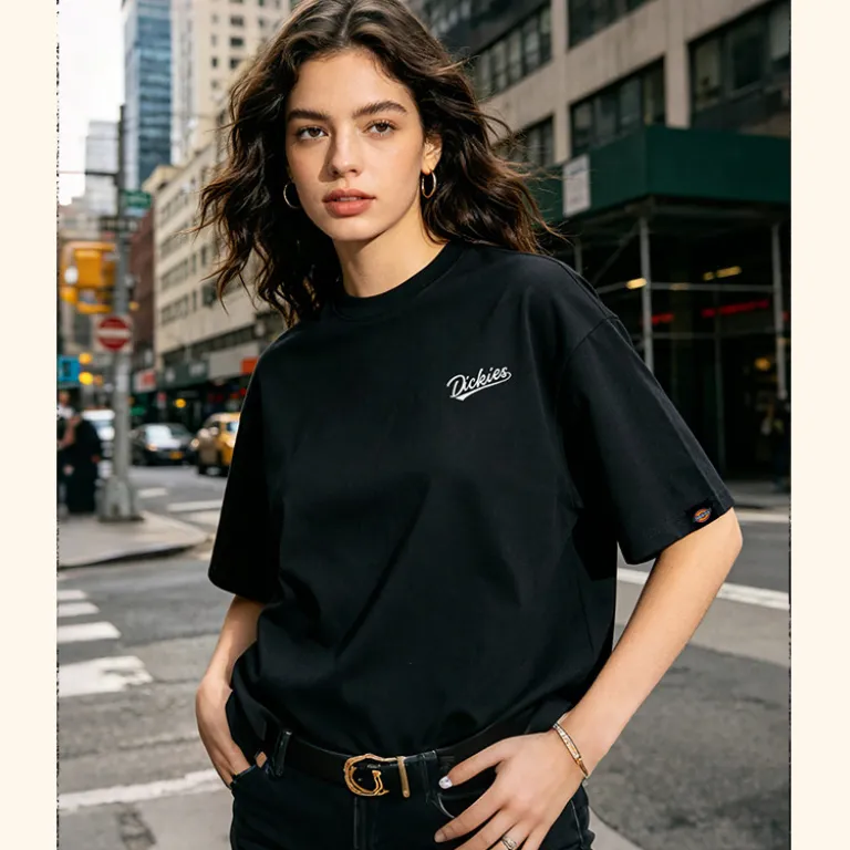 تی‌شرت مردانه نخی سنگین Dickies، تنفس‌پذیر و راحت، مدل کلاسیک وینتیج، آستین کوتاه، استایل روزمره آمریکایی