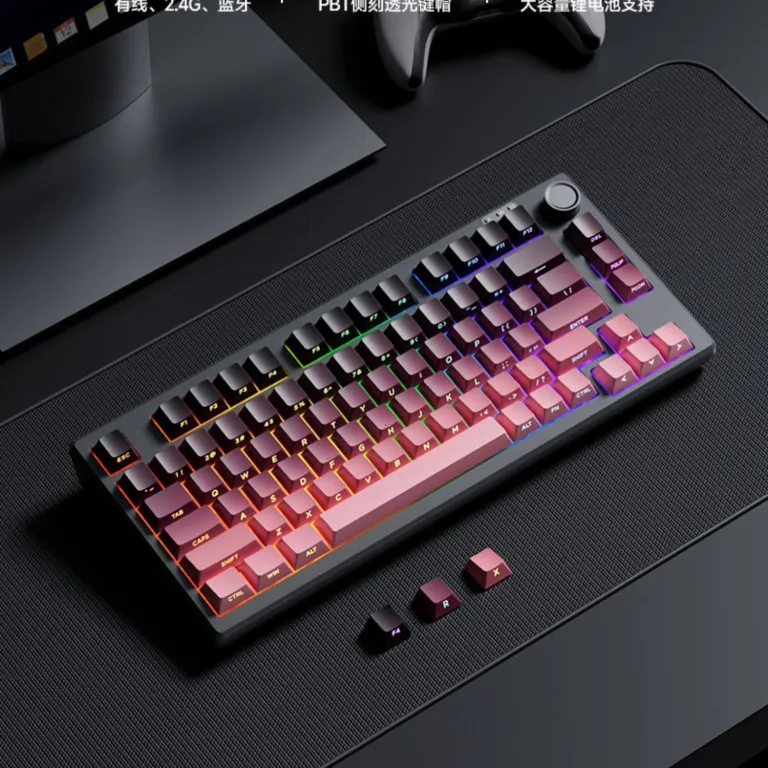 کیبورد کوچک با حس مکانیکی منگزو Z75PRO بی‌صدا، اتصال خارجی به لپ‌تاپ، سه حالته، مخصوص بازی و ایسپرت