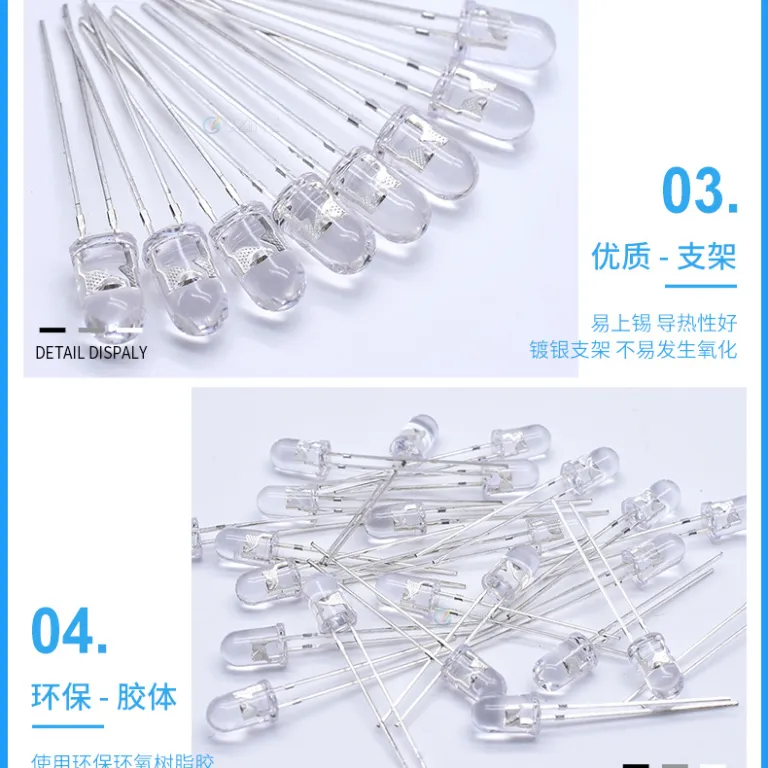 5mm دیود f5 بدنه سفید نور قرمز نانویی آبی ضدعفونی UV چراغ هشدار روشنایی دیود ال‌ای‌دی DIP دیود نورانی