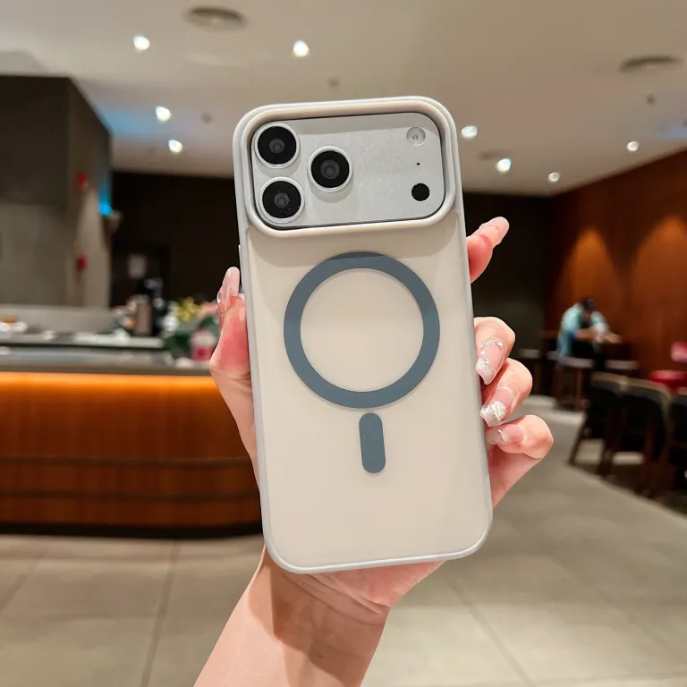 قاب گوشی مغناطیسی با روکش مخملی 17PROMAX ضد ضربه با طراحی دو رنگ مناسب برای iPhone18 محافظ آکریلیک اپل