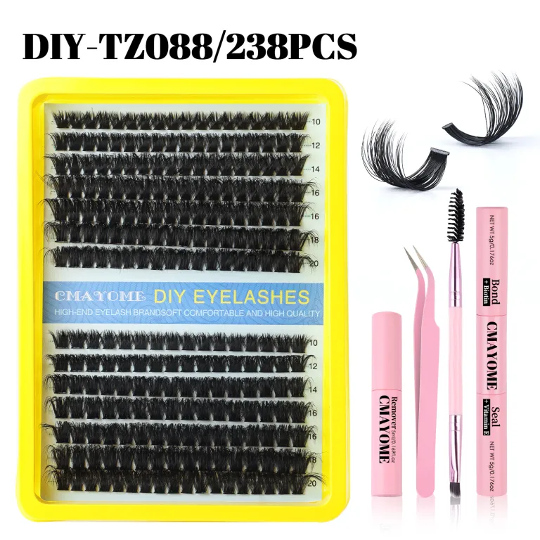 ست مژه مصنوعی پرپشت 280 دسته‌ای فر D مخلوط 10-20m فرخورده DIY مژه تکه‌ای