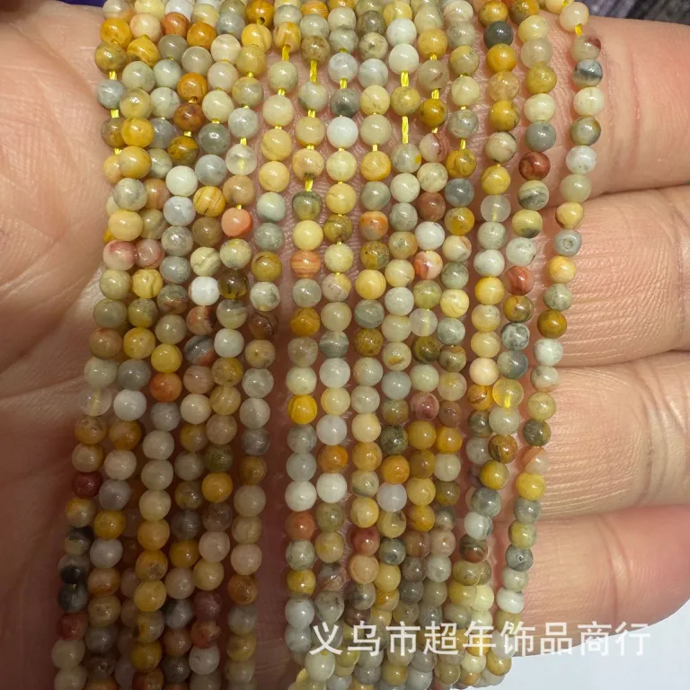 2mm3mm4mm مهره‌های گرد کوچک سنگ طبیعی، لوازم جانبی زیورآلات، آمیتیست، آونتورین سبز، تورمالین، مهره‌های DIY عمده