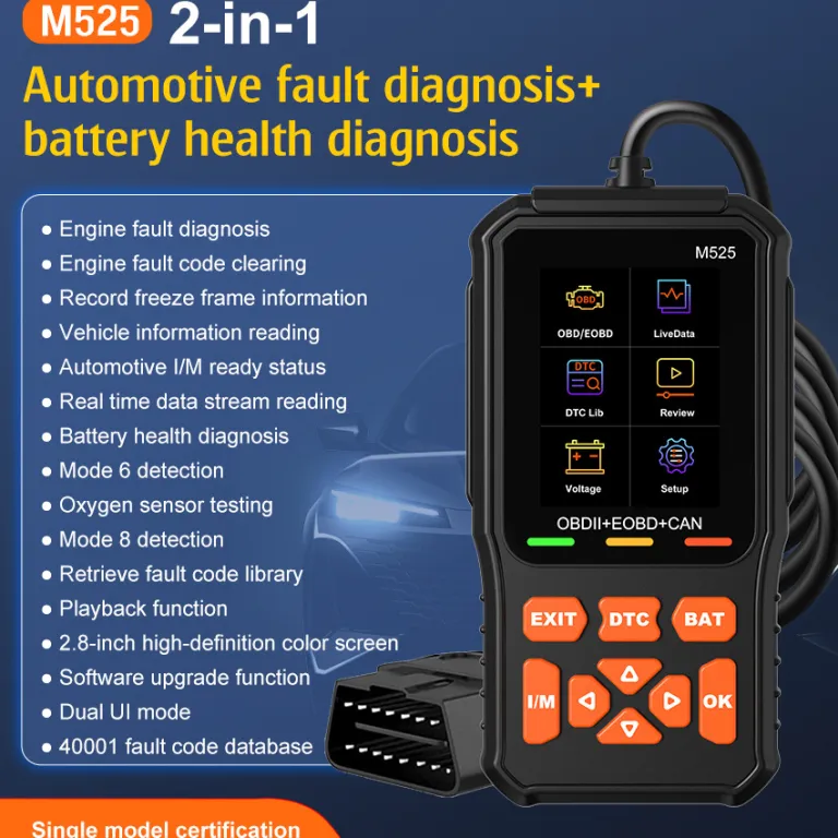 OBD2 تستر باتری خودرو M525 دستگاه عیبیاب خودرو دستگاه تشخیص خطای خودرو رمزگشا محصول صادراتی باکیفیت