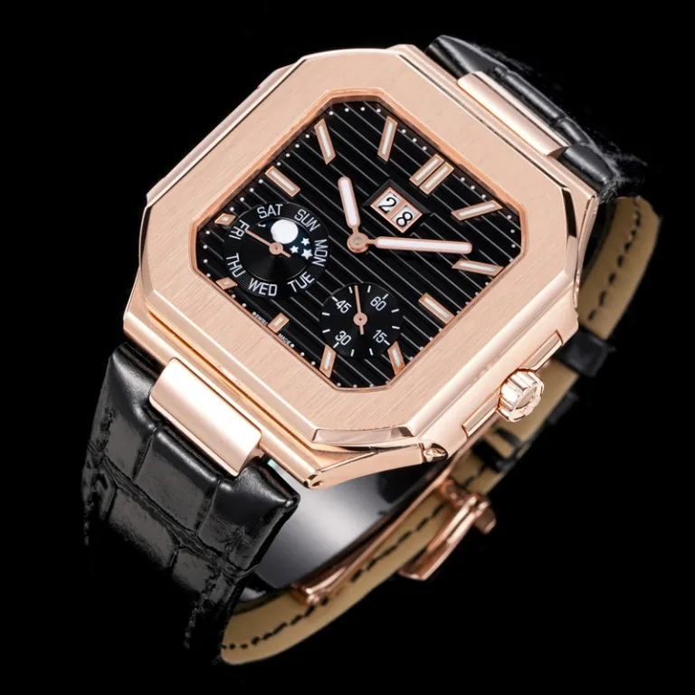 ساعت مردانه کلاسیک تمام اتوماتیک مکانیکی سری Patek Nautilus 5822 با بند چرمی، آماده دراپ‌شیپینگ