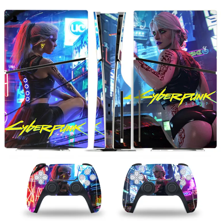 PS5 برچسب محافظ رنگی برای کنسول اسلیم، استیکر اسکین مخصوص مدل دیجیتال و دیسک‌خور با طرح کارتونی