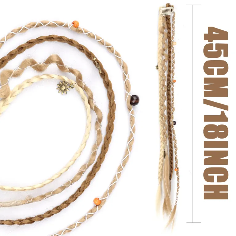 جفت بافت موی مصنوعی بوهو اروپایی با مهره و گیره، اکستنشن dreadlock دست‌باف