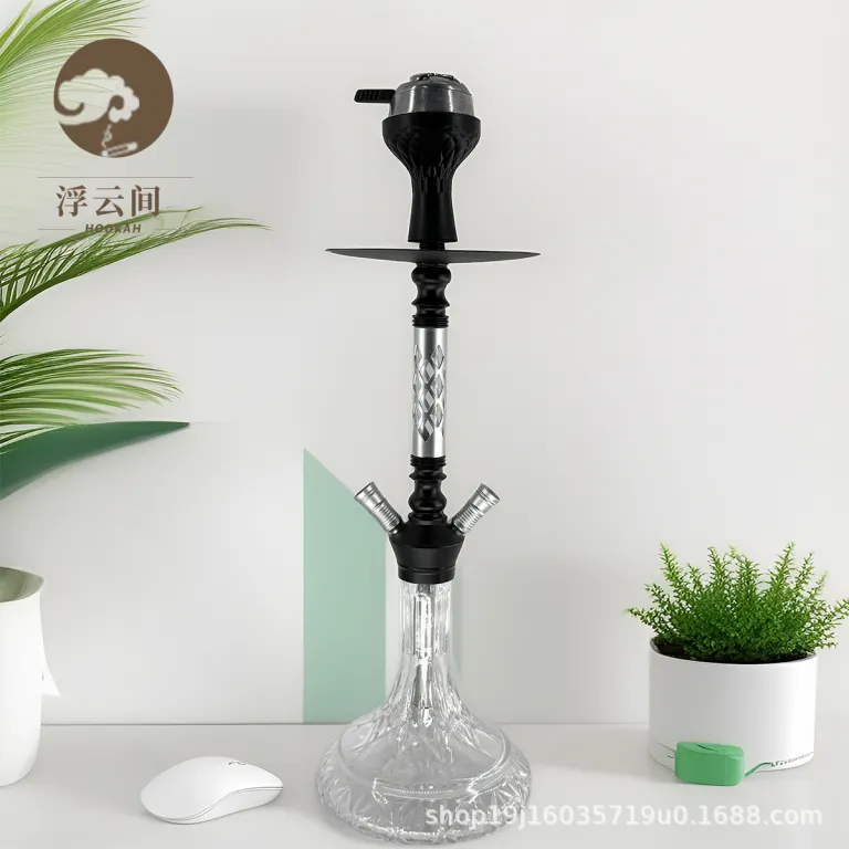 قلیان عربی لوکس مخصوص بار، کافی‌شاپ و مجالس شبانه، سایز متوسط شیشه‌ای دولوله