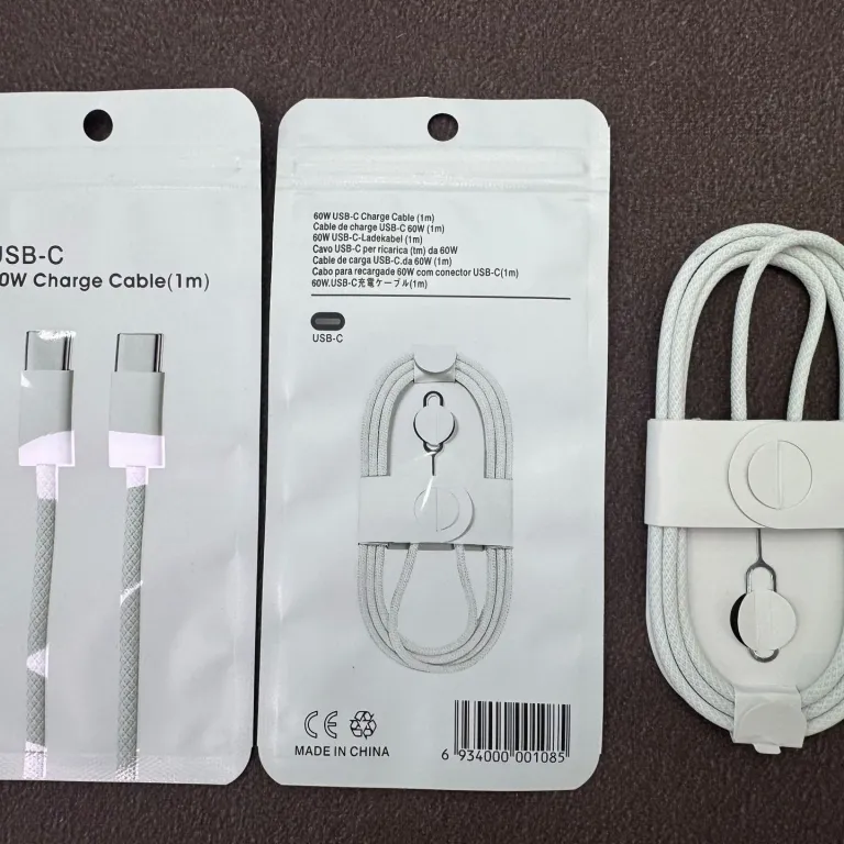 کابل شارژ آیفون iphone17 کابل شارژ PD60W دو type-c کابل دیتا گوشی کابل شارژ سریع 20W کابل بافته‌شده
