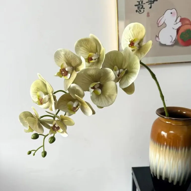 9 گل ارکیده پروانه‌ای مصنوعی با گلبرگ فیلمی 3D چاپی با حس لمس واقعی، گل ارکیده مصنوعی برای عروسی، گل‌آرایی و دکوراسیون منزل