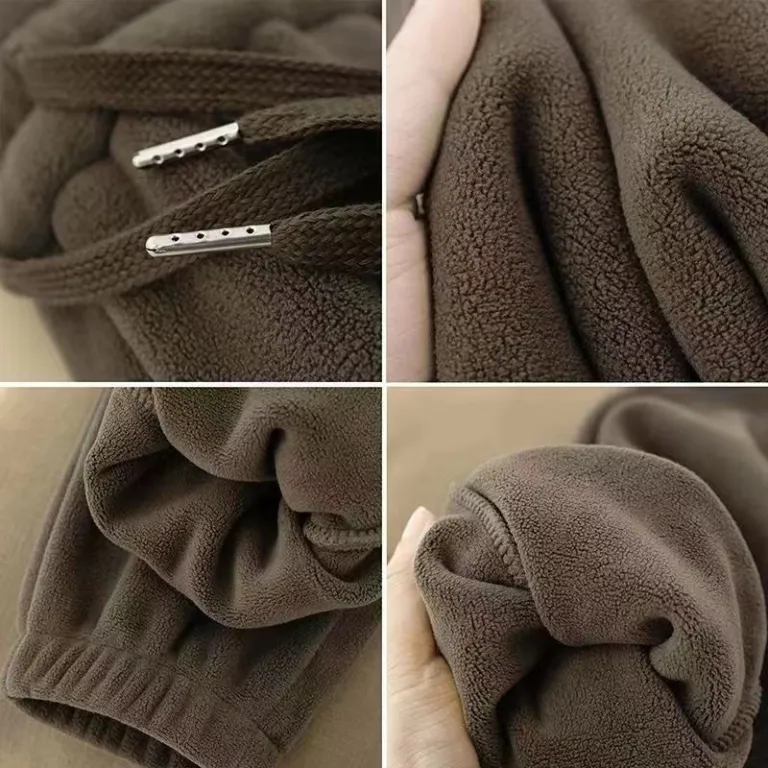 شلوار اسپرت سایز بزرگ زمستانی مردانه دو رو ساده گرم با مچ کش دار و گرمکن دار مد روز